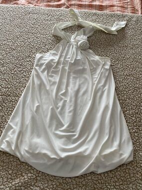 Wet Seal White Halter Shirt with Rosettes